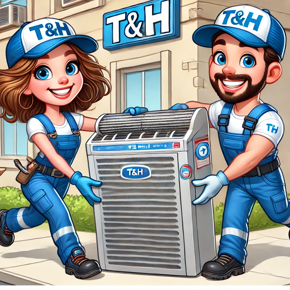 2 T&H Tech doing ac replacement